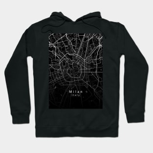 Milan Italy City Map dark Hoodie